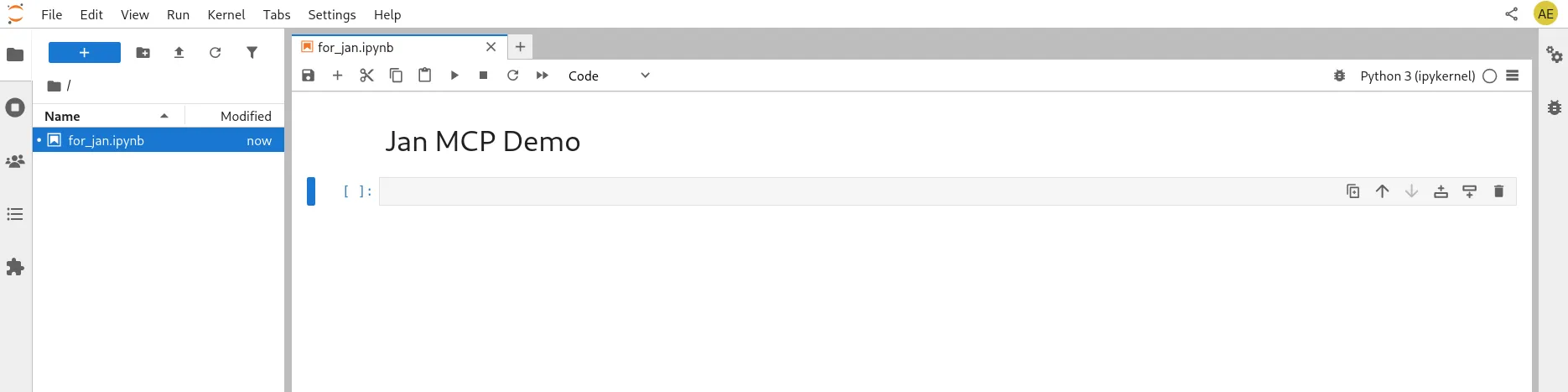 Notebook created in JupyterLab