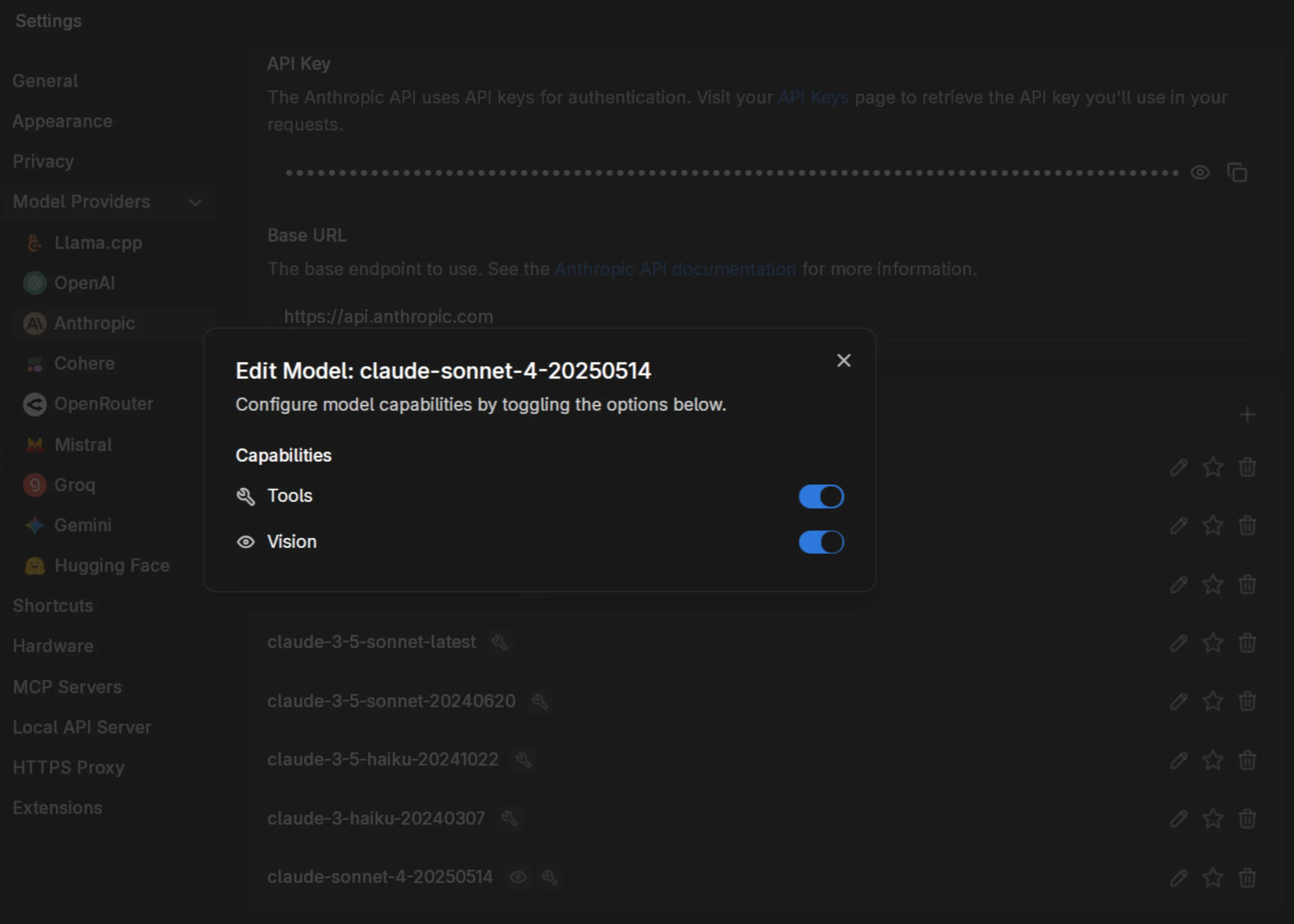 Claude vision settings